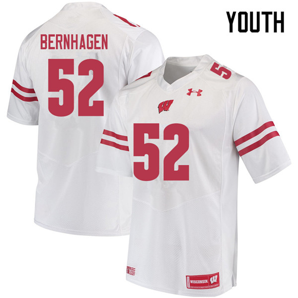 Wisconsin Badgers Youth #52 Josh Bernhagen NCAA Under Armour Authentic White College Stitched Football Jersey DK40W78TT
